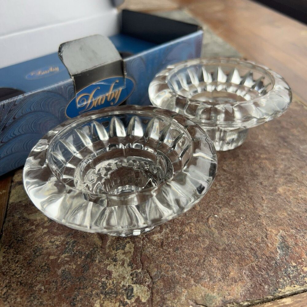 Vintage New in Box- Crystal Candleholders by Darby- Set of 2